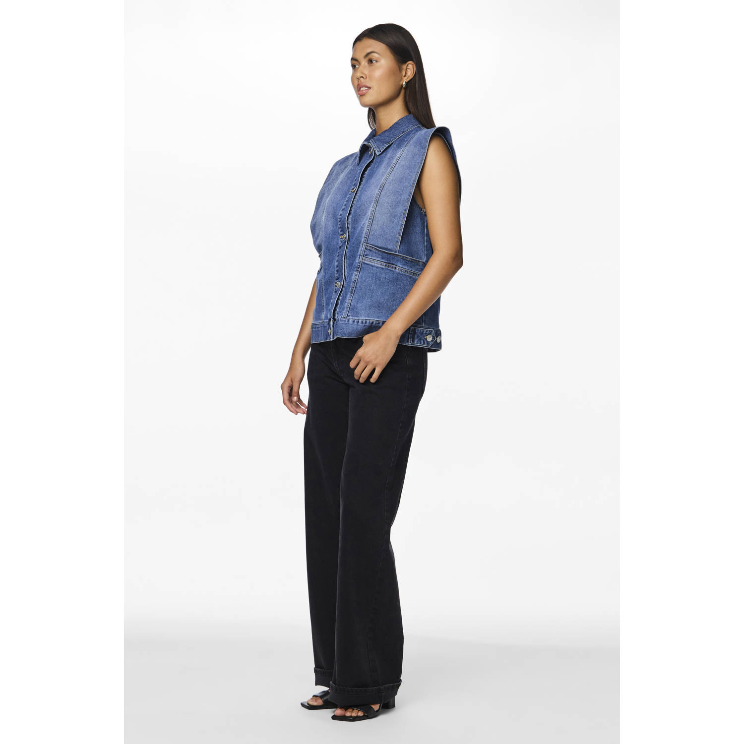 PIECES gilet PCFEMMA medium blue denim