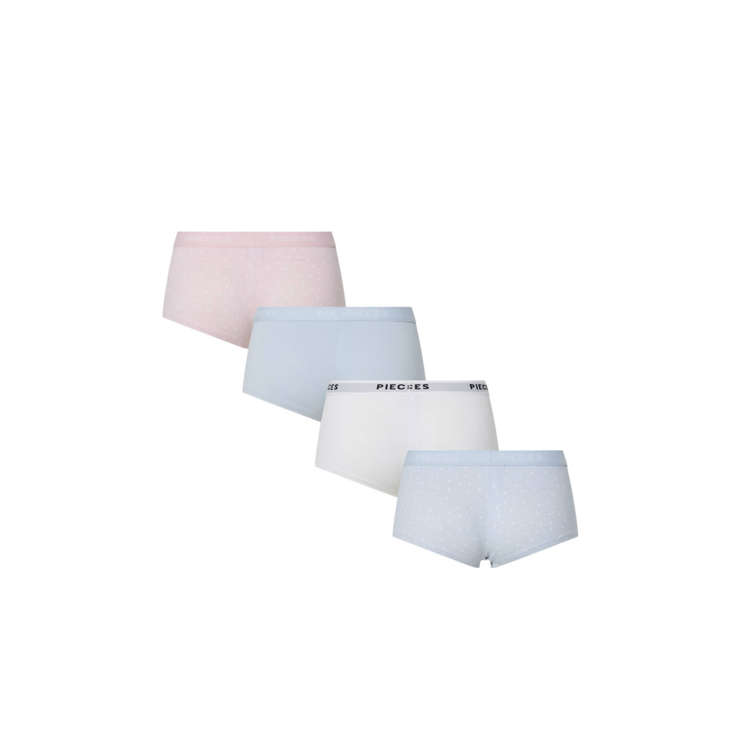 PIECES short PCLOGO (set van 4) lichtblauw roze wit
