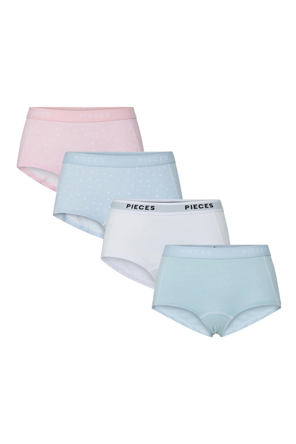 PIECES short PCLOGO (set van 4) lichtblauw/roze/wit