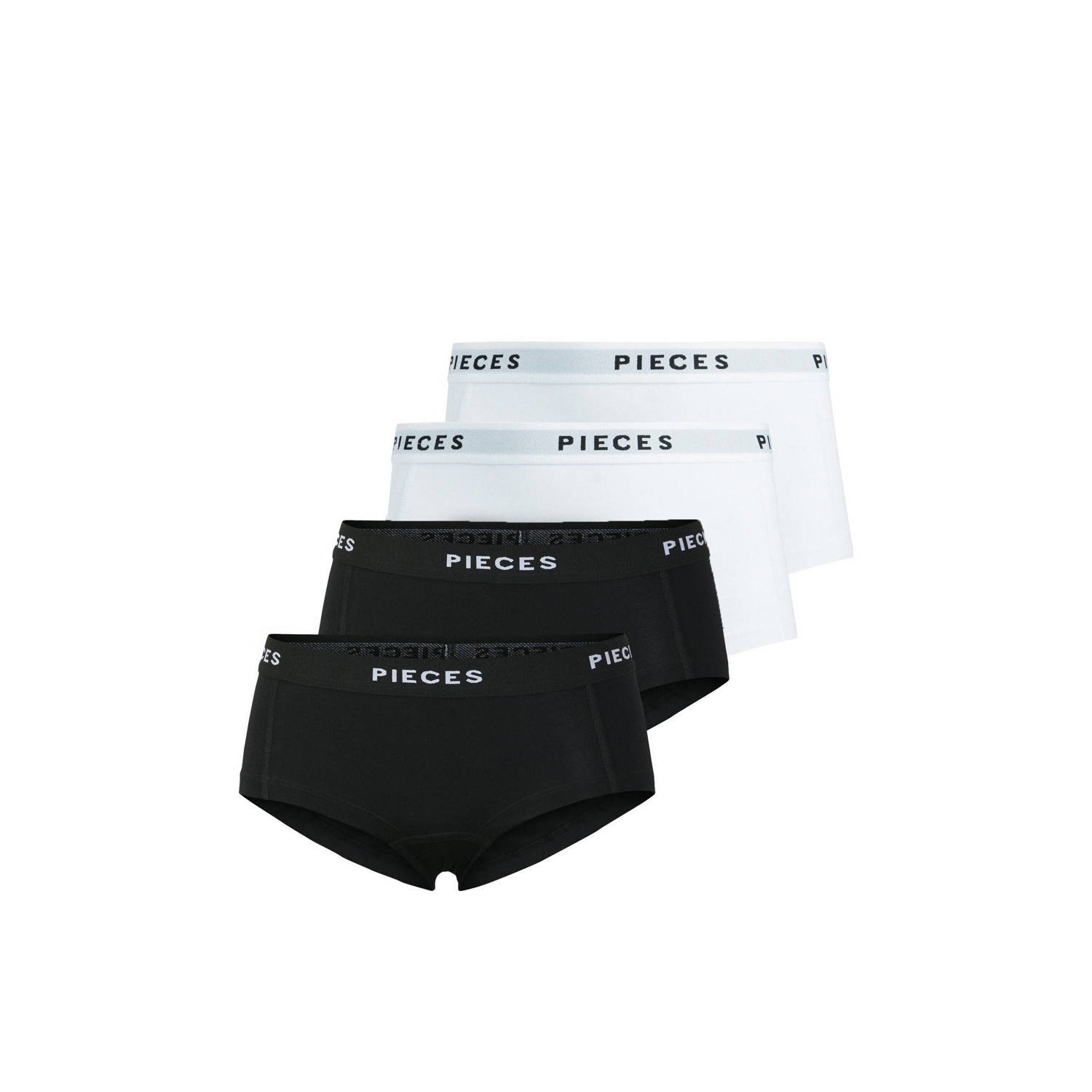 PIECES short PCLOGO (set van 4) zwart wit