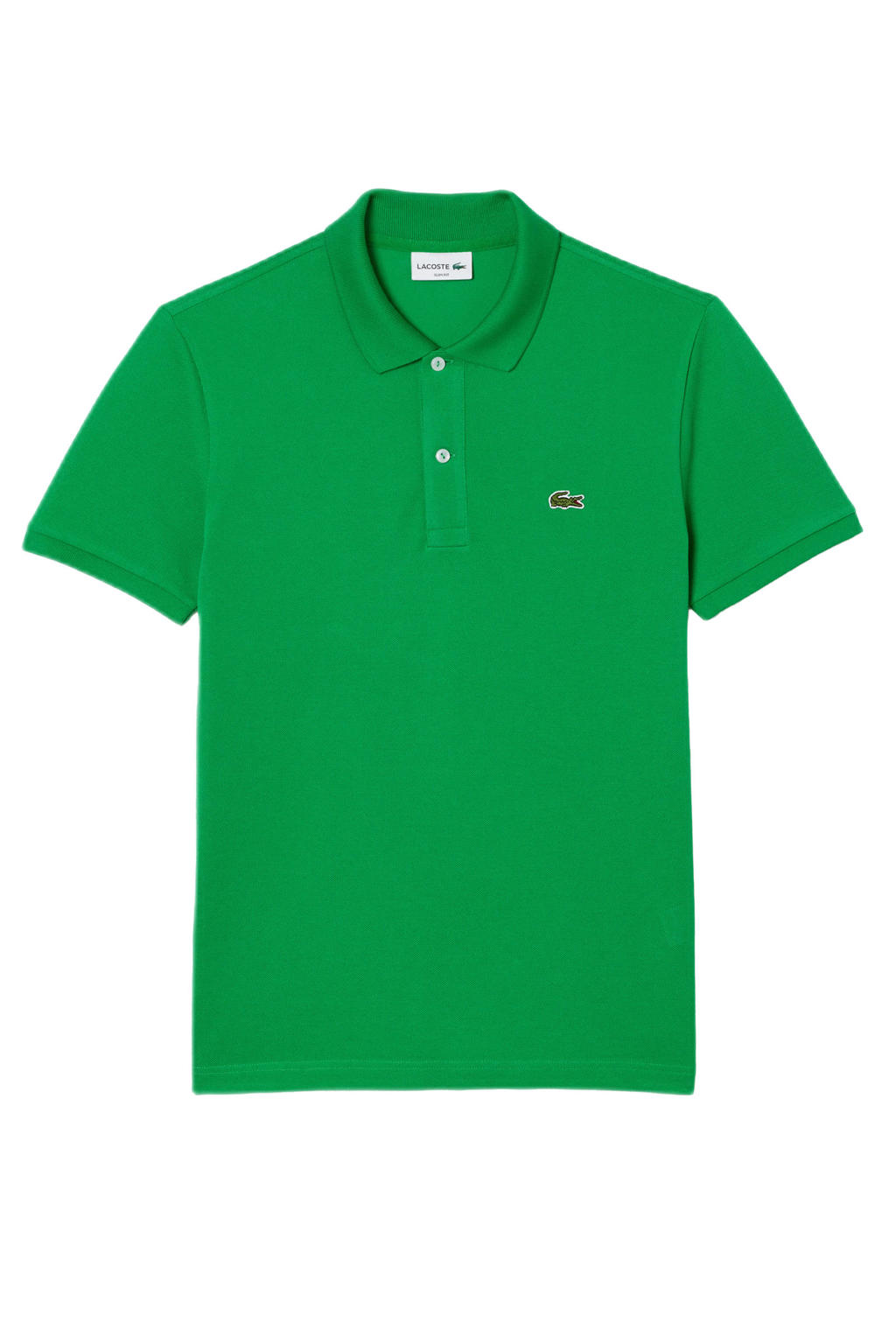 Groene heren Lacoste slim polo van katoen met effen, korte mouwen en klassieke kraag