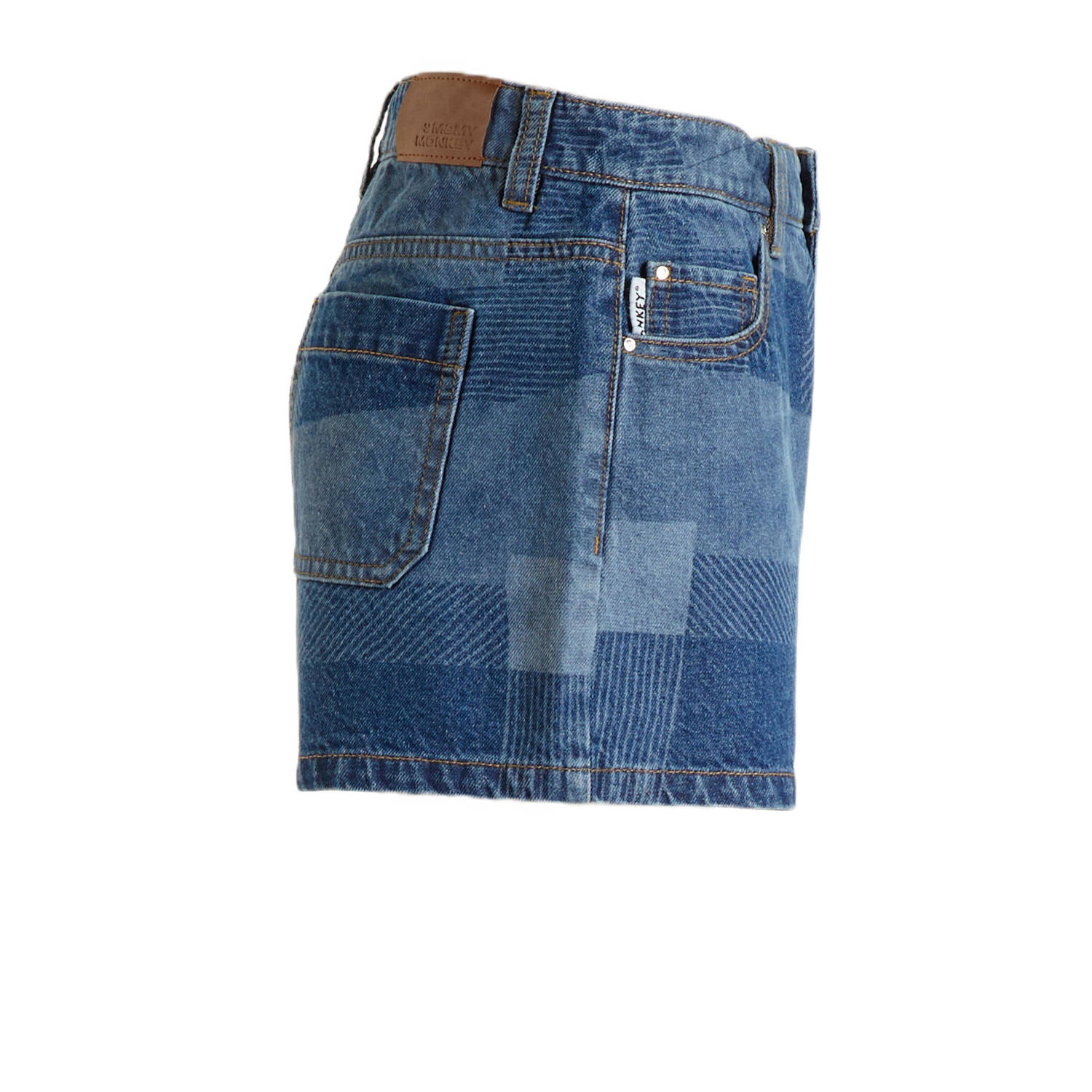 Me & My Monkey denim patchwork short Jill blauw