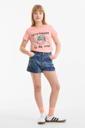 denim patchwork short Jill blauw
