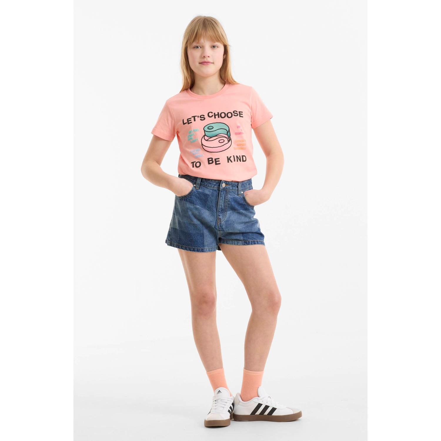 Me & My Monkey denim patchwork short Jill blauw