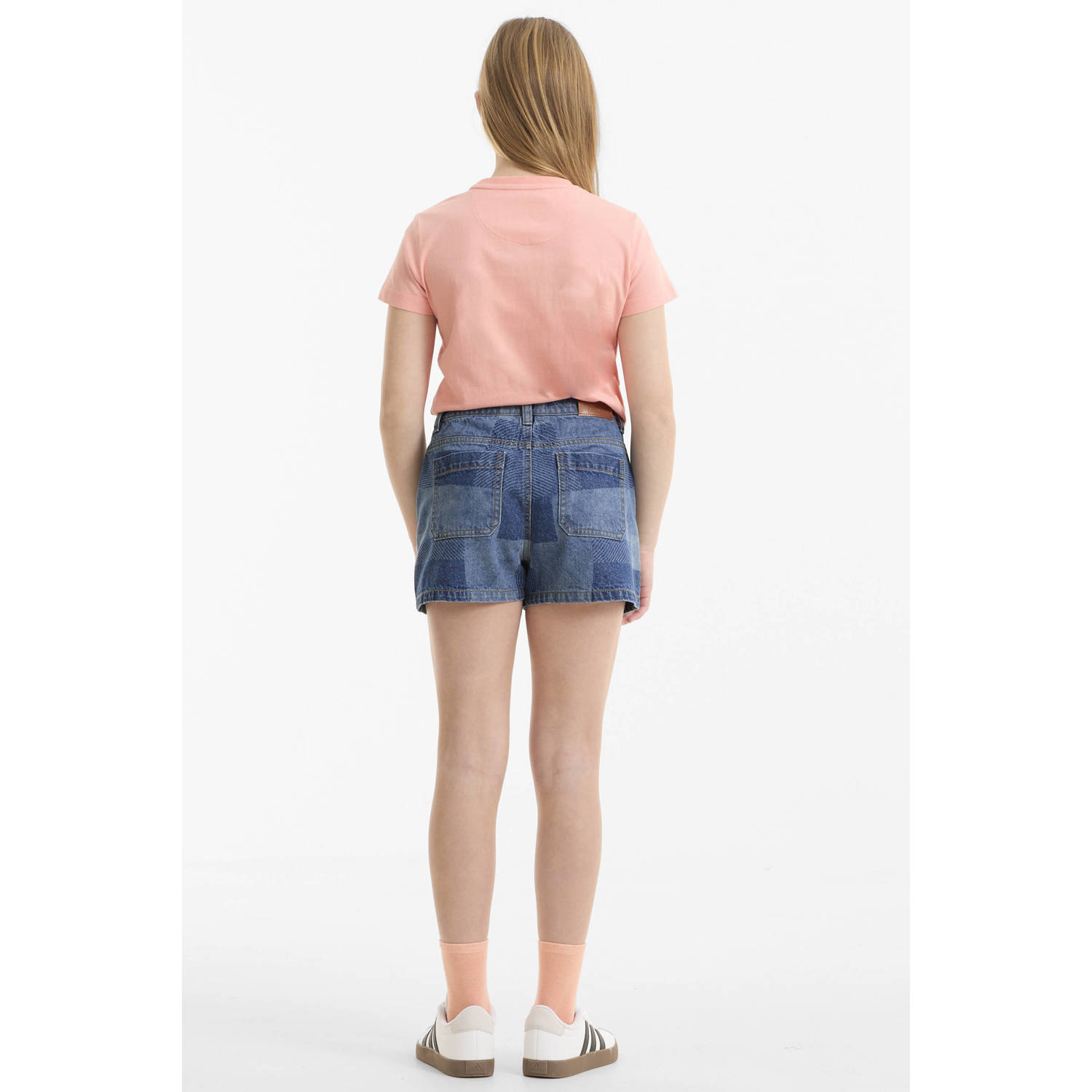 Me & My Monkey denim patchwork short Jill blauw
