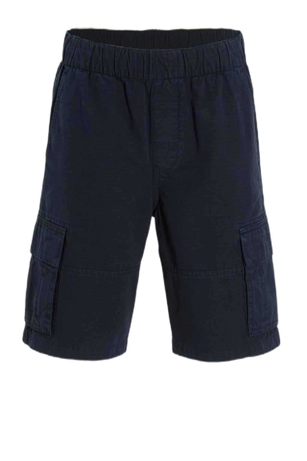 Donkerblauwe jongens Me & My Monkey cargo short van katoen met elastische tailleband met koord
