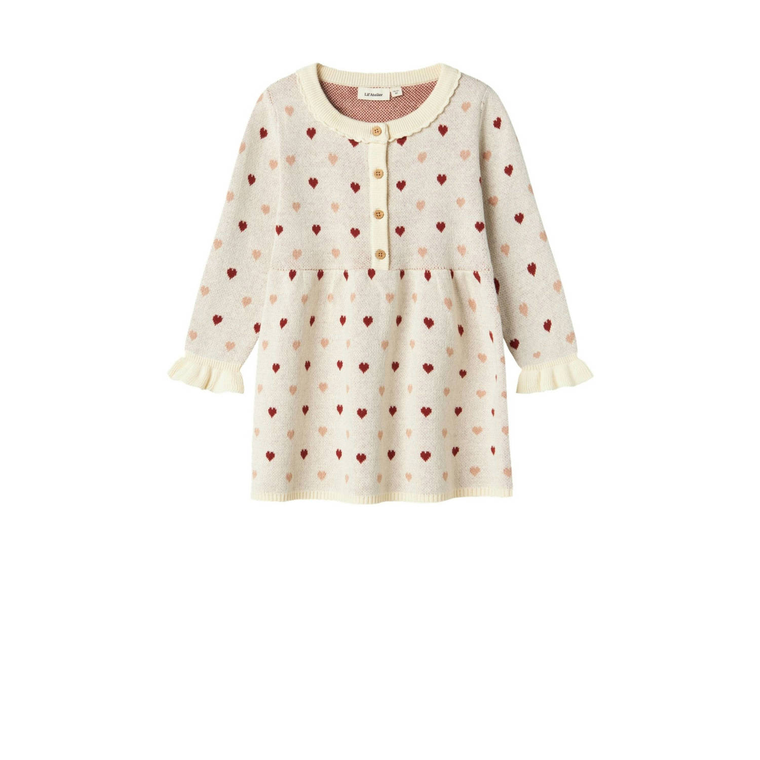 LIL' ATELIER Baby Jurken Nmfsaran Ls Knit Dress Heart Beige