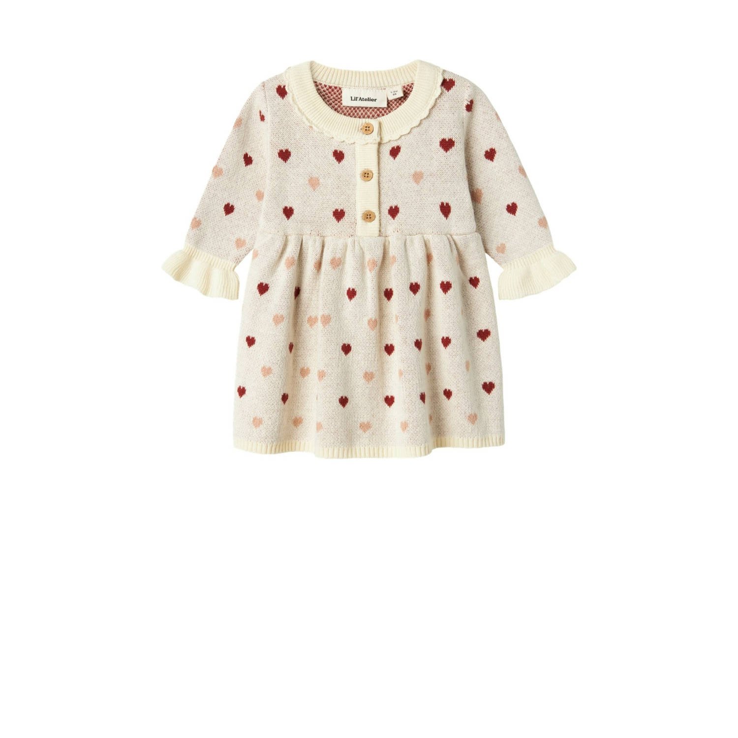 LIL' ATELIER Baby Jurken & Rokken Nbfsaran Ls Knit Dress Heart Lil Beige