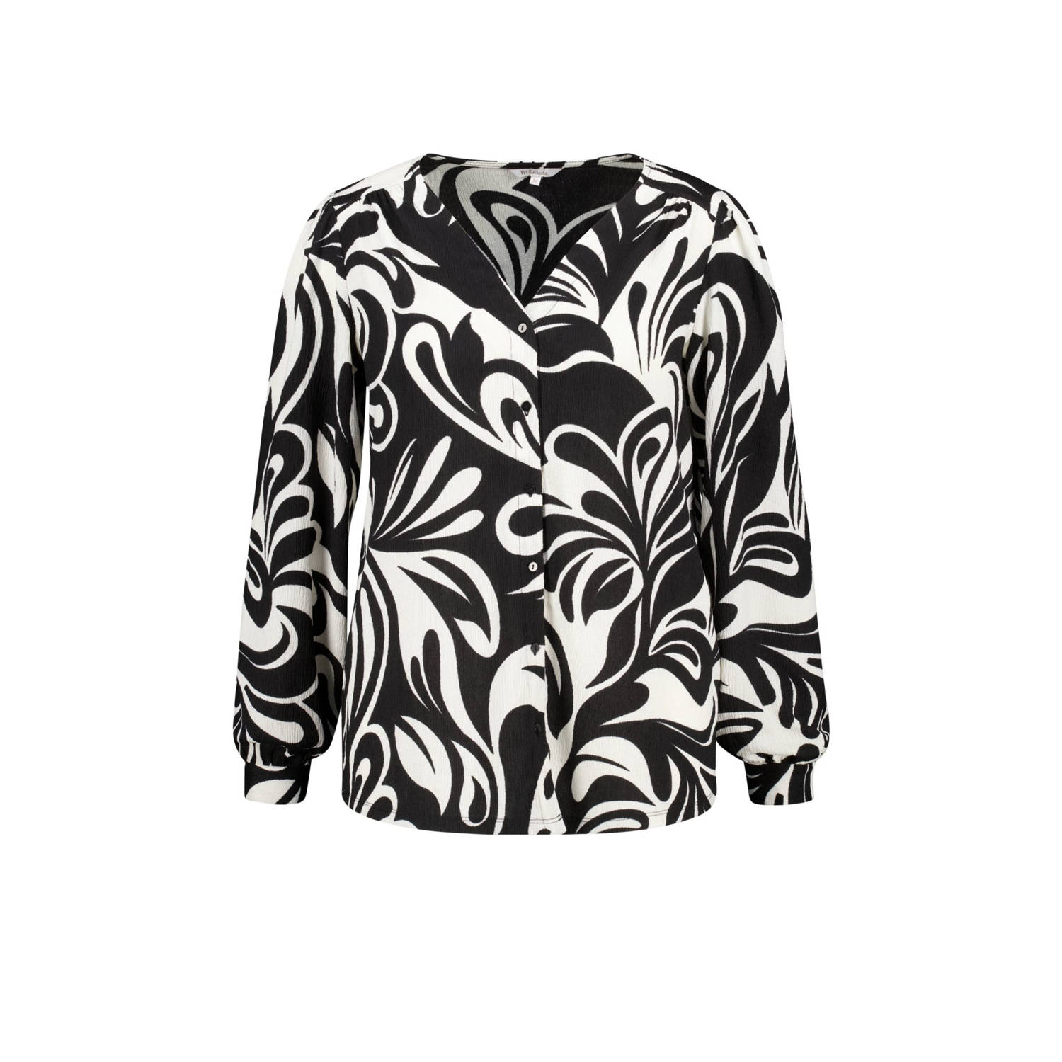 MS Mode blouse met all over print zwart wit