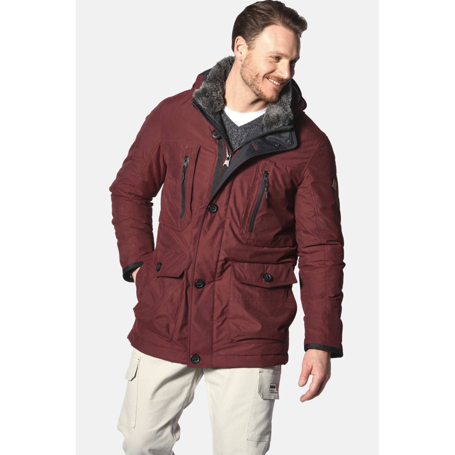 Jan Vanderstorm winterjas BOTULFR Plus Size donkerrood