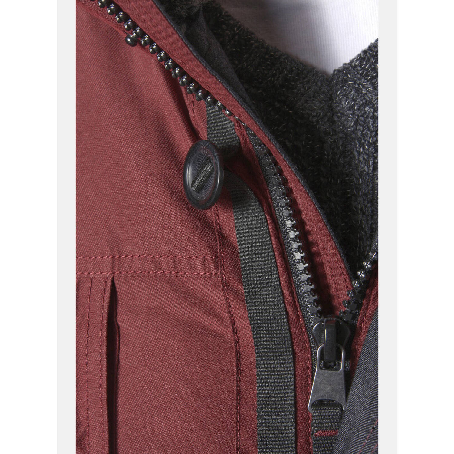 Jan Vanderstorm winterjas BOTULFR Plus Size donkerrood