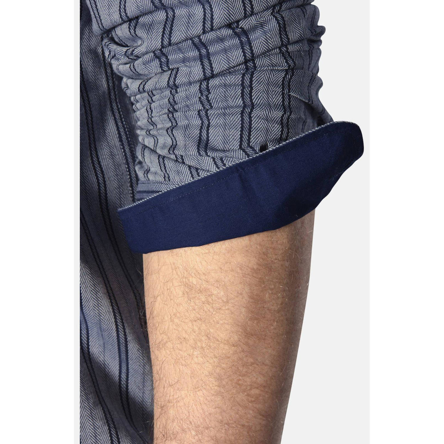 Jan Vanderstorm casual overhemd donkerblauw