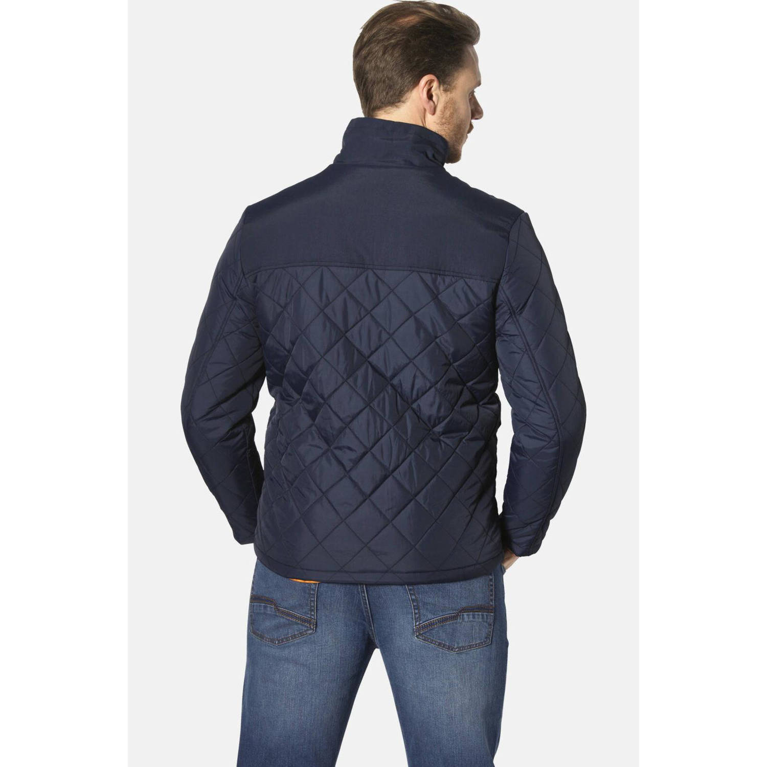 Jan Vanderstorm gewatteerde jas INGEDAL Plus Size donkerblauw
