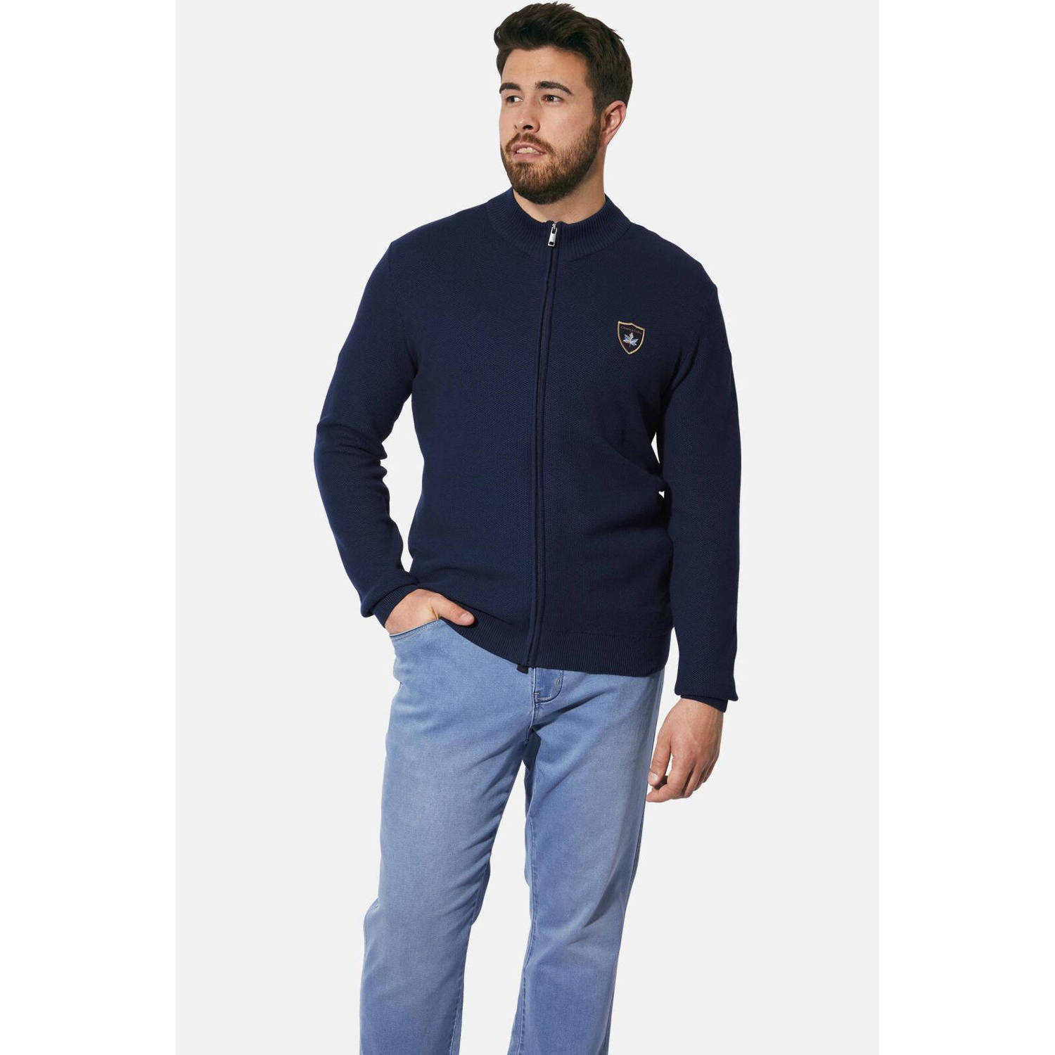 Charles Colby +FIT Collectie gebreid vest DUKE THALARIC Plus Size donkerblauw