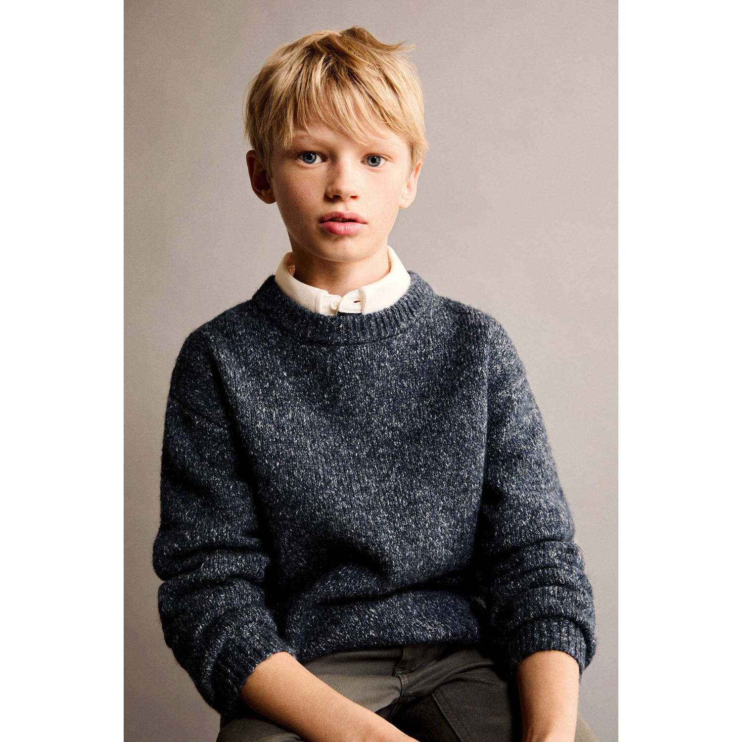 Mango Kids pullover marine gebreid