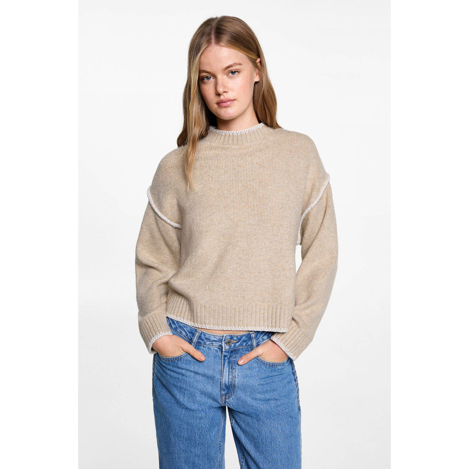 MANGO TEEN gebreide trui beige