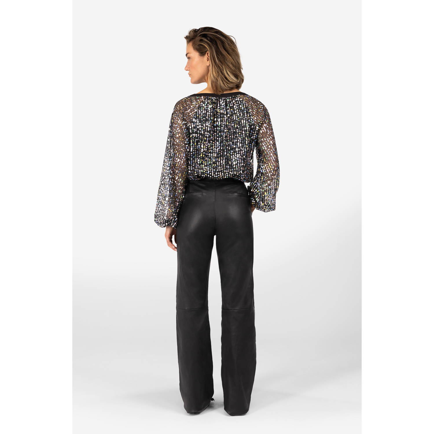 IBANA top Folette zwart groen blauw
