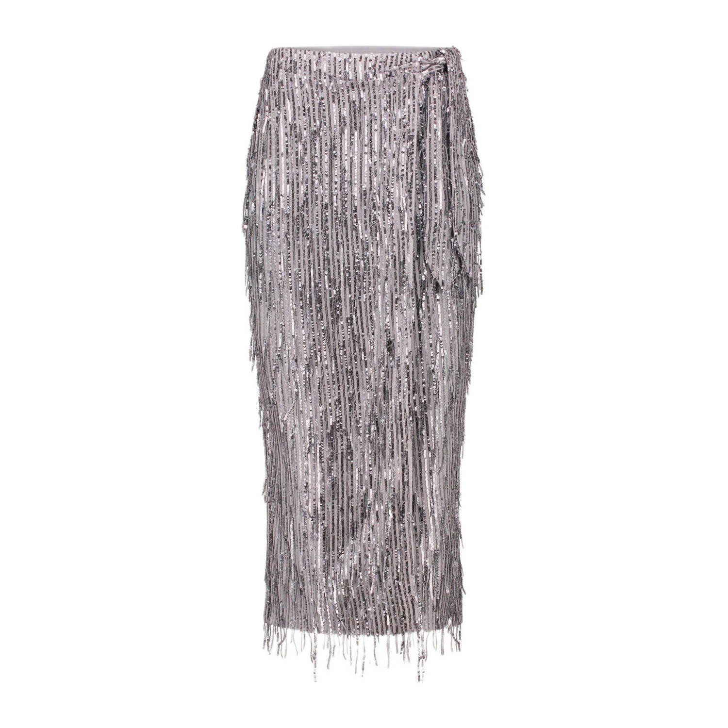 Ibana Glamour Grijze Pailletten Midi Rok Gray Dames