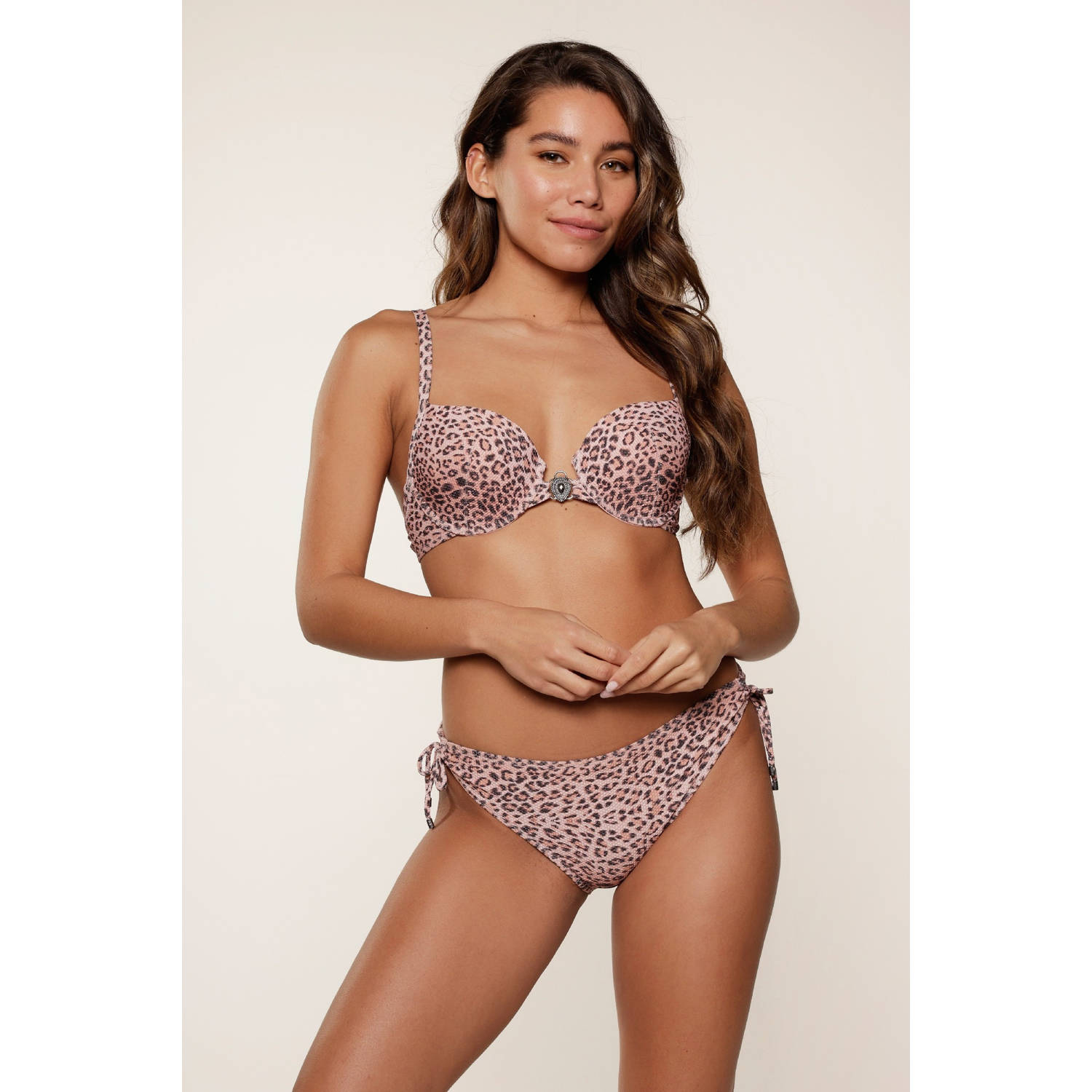 LingaDore strik bikinibroekje met lurex beige bruin