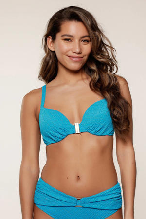 voorgevormde beugel bikinitop met lurex turquoise