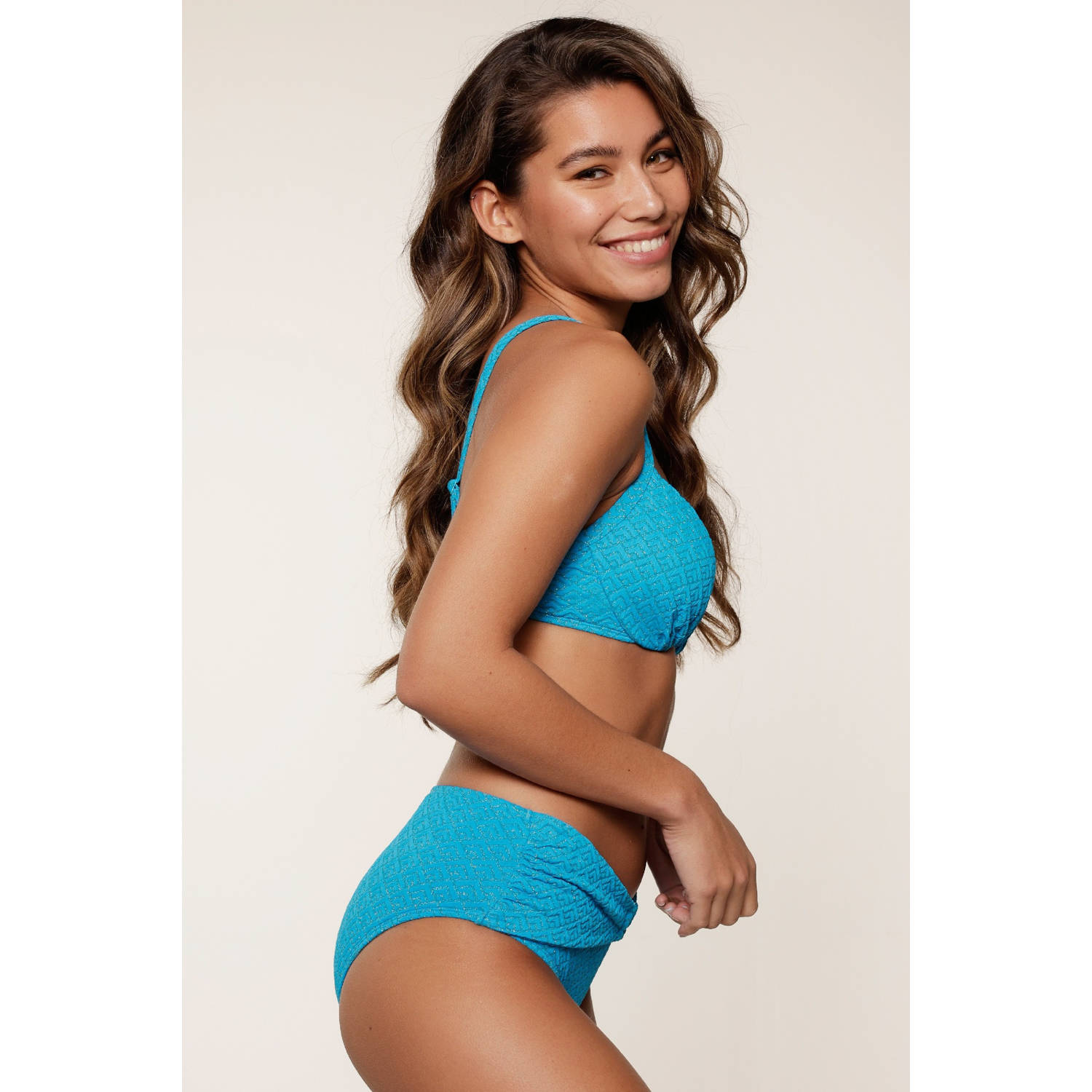 LingaDore voorgevormde beugel bikinitop met lurex turquoise