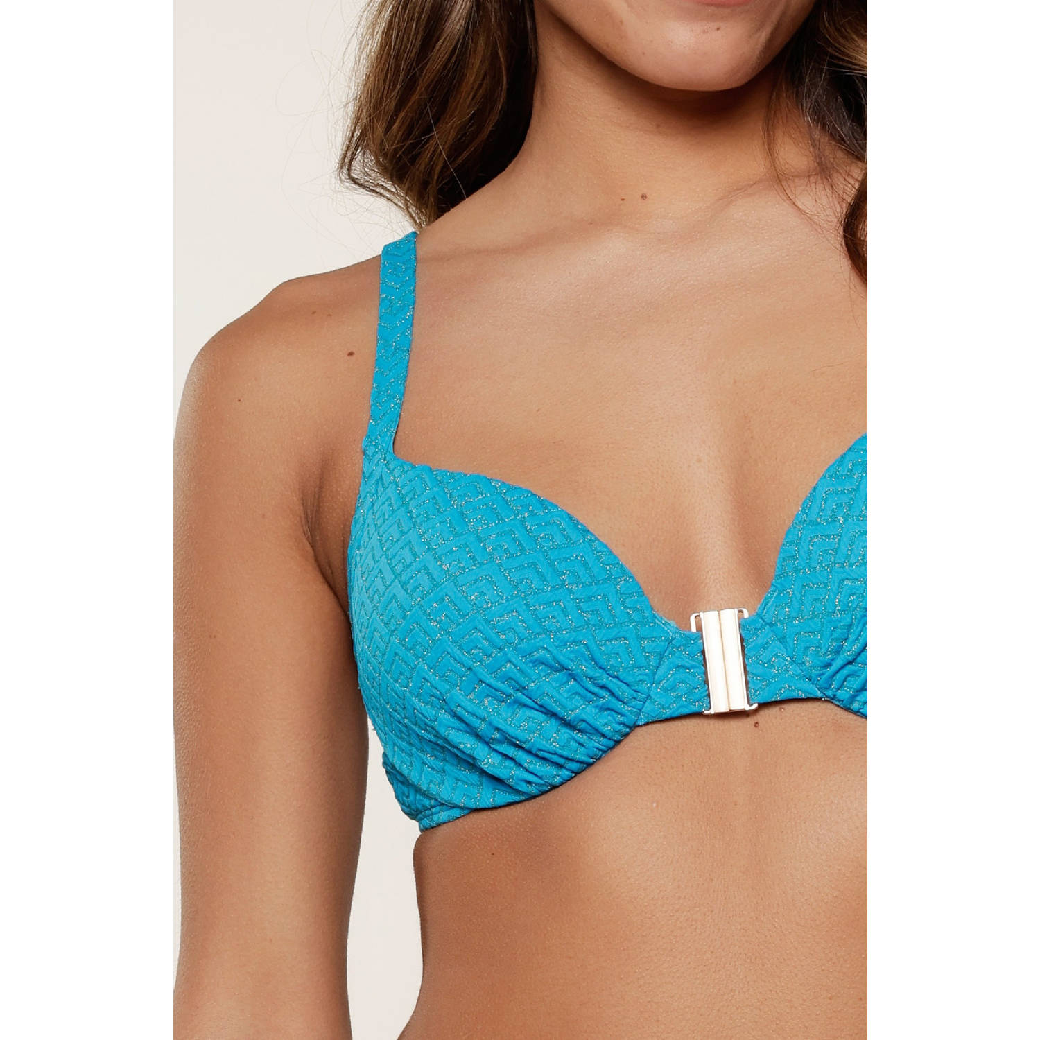 LingaDore voorgevormde beugel bikinitop met lurex turquoise