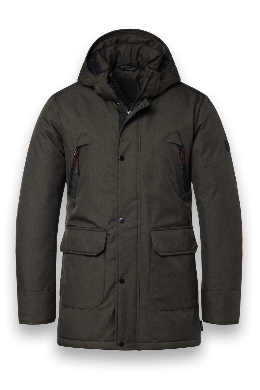 Jas donsjack parka winterjas heren 3XL capuchon ritssluiting gewatteerde winterjas capuchon winter jas bufferjas softshell jas lange mouwen donsjack, D-koffie, L