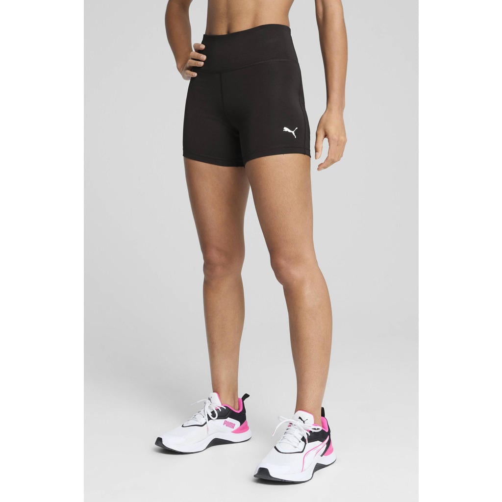 Zwarte dames Puma sportshort 5" van polyester met slim fit, regular waist en effen
