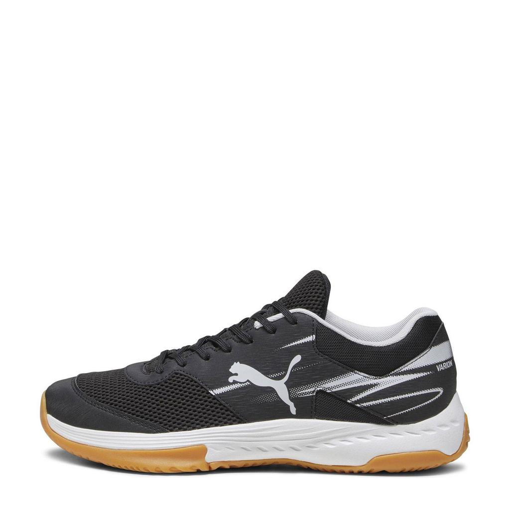 Zwart en lichtgrijze unisex Puma Varion II zaalsportschoenen van mesh-pu/voering: mesh/voetbed: eva met veters