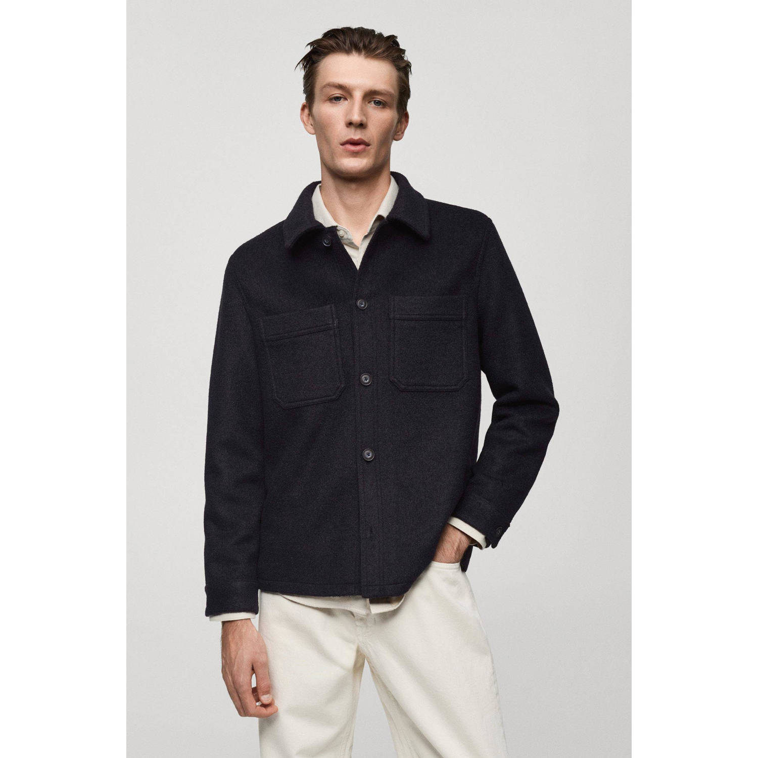 Mango Man overshirt donkerblauw
