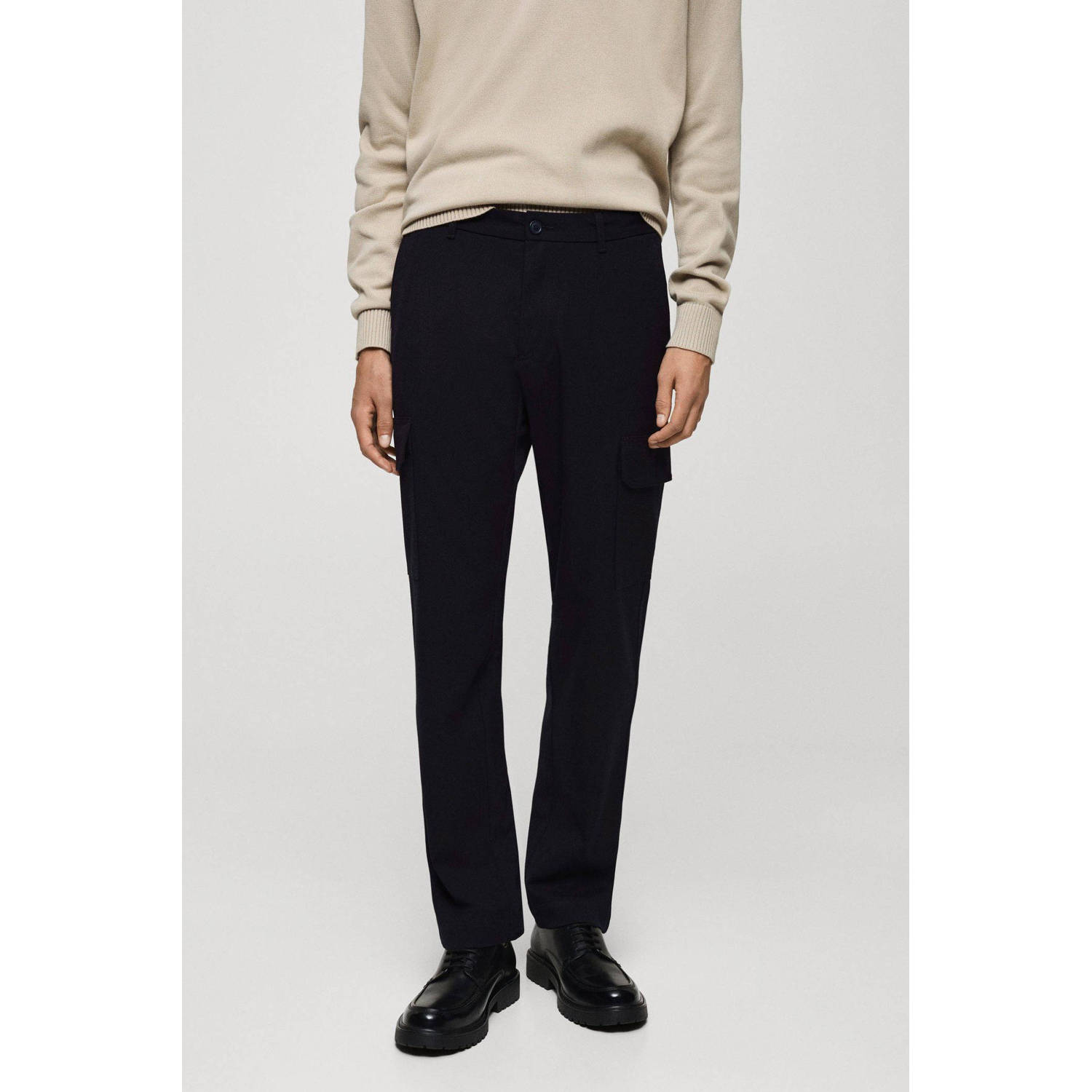 Mango Man regular cargo broek donkerblauw