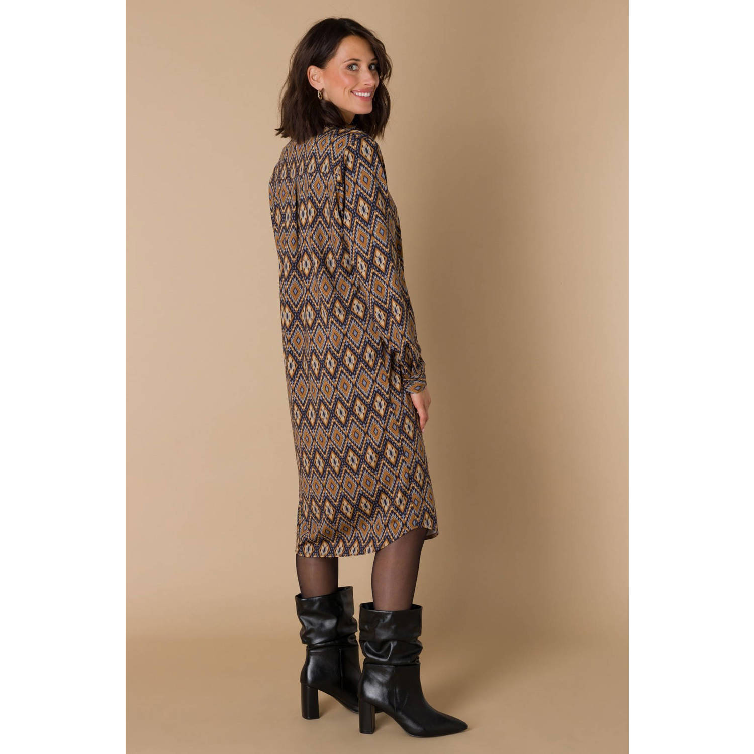 Ivy Beau blousejurk van jersey bruin
