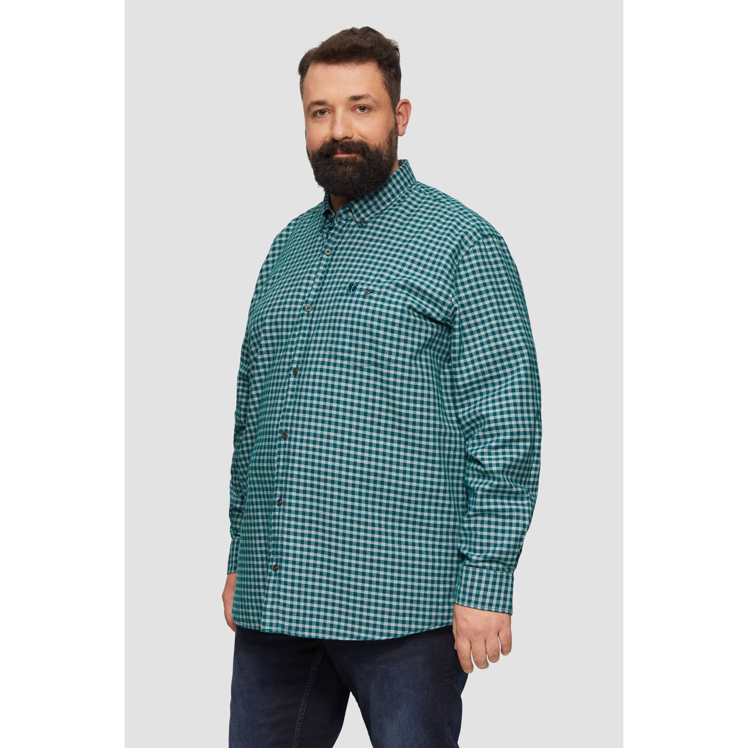 S.Oliver Big Size casual overhemd petrol