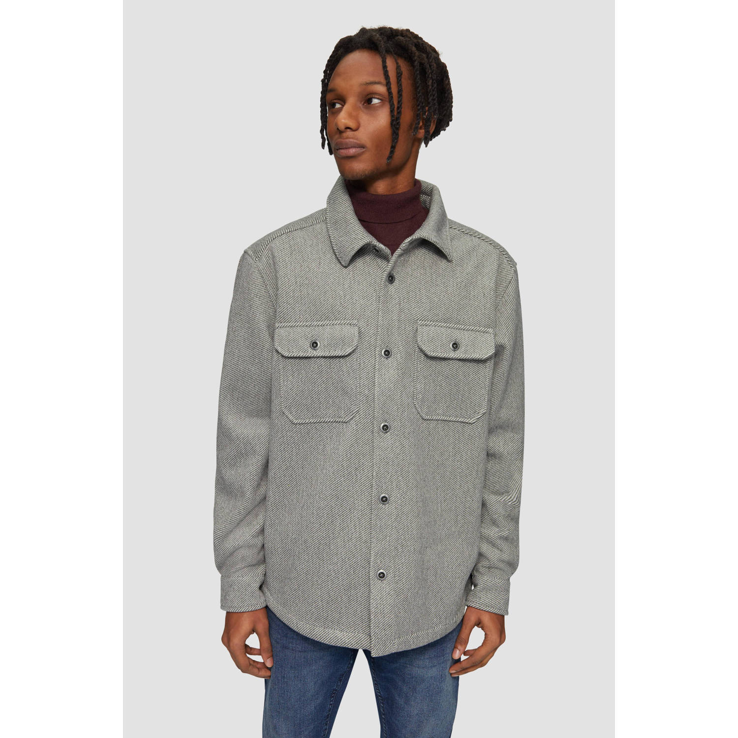 Q S by s.Oliver casual overhemd grijs