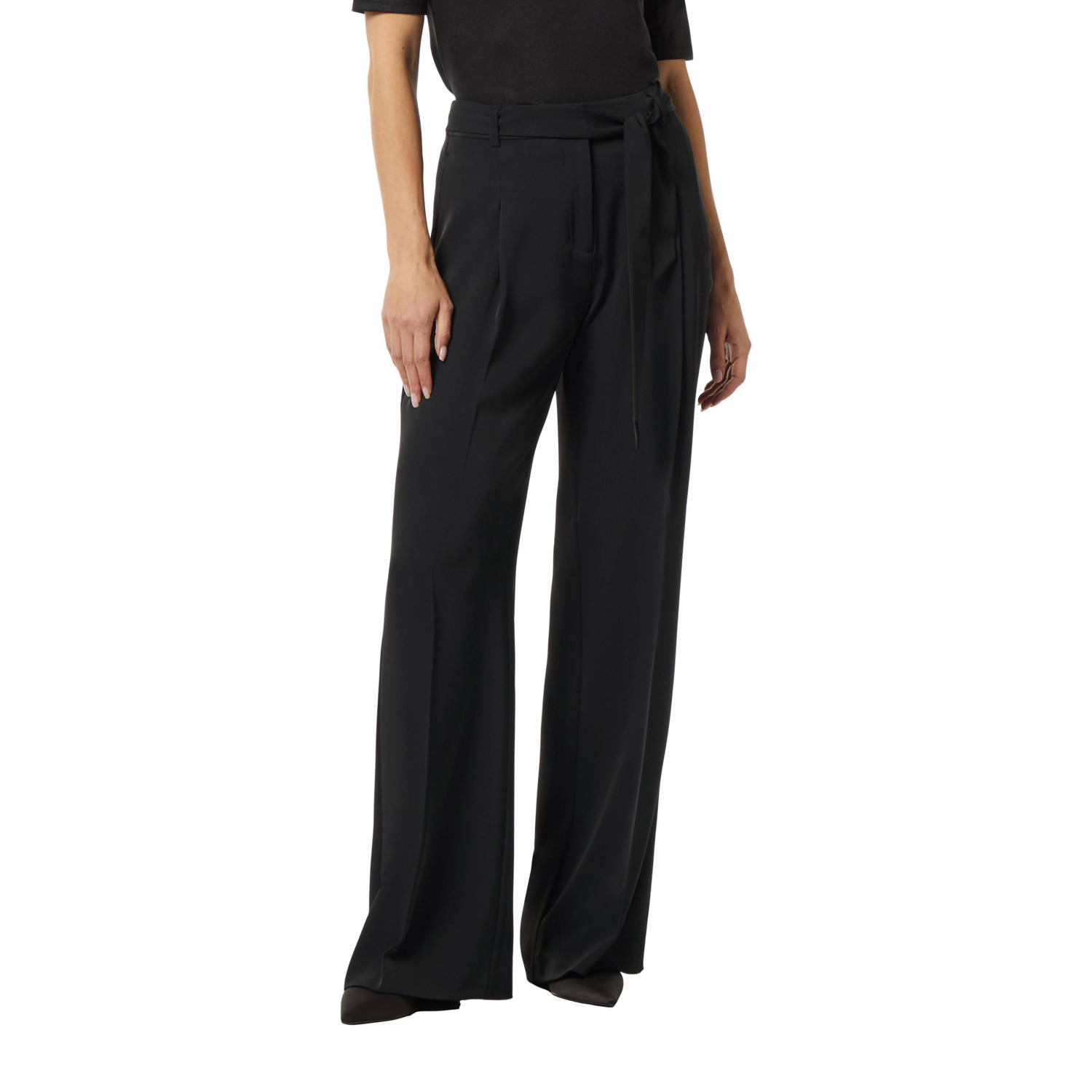 Comma wide leg pantalon zwart