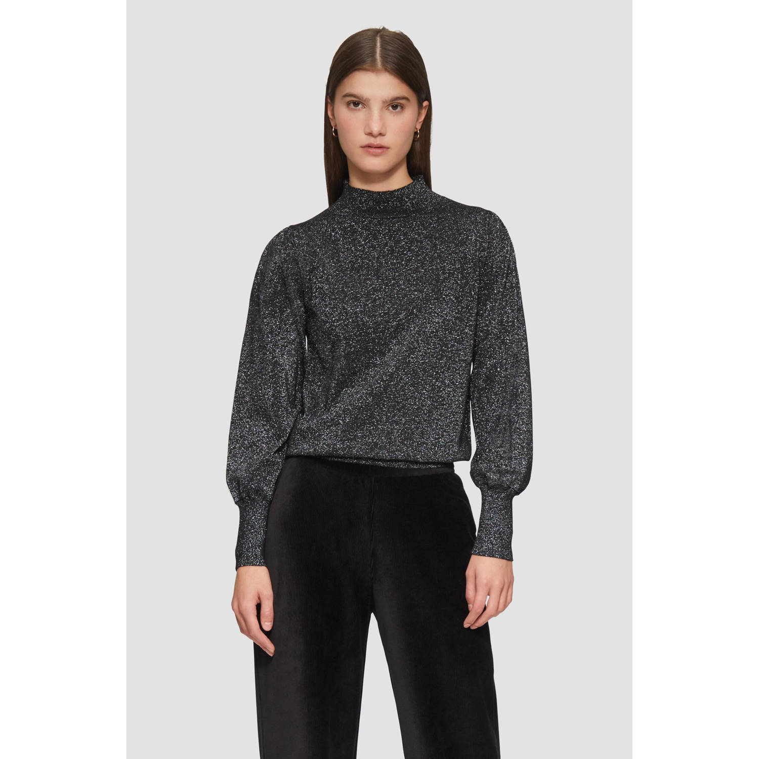 Q S by s.Oliver gebreide trui antraciet glitter