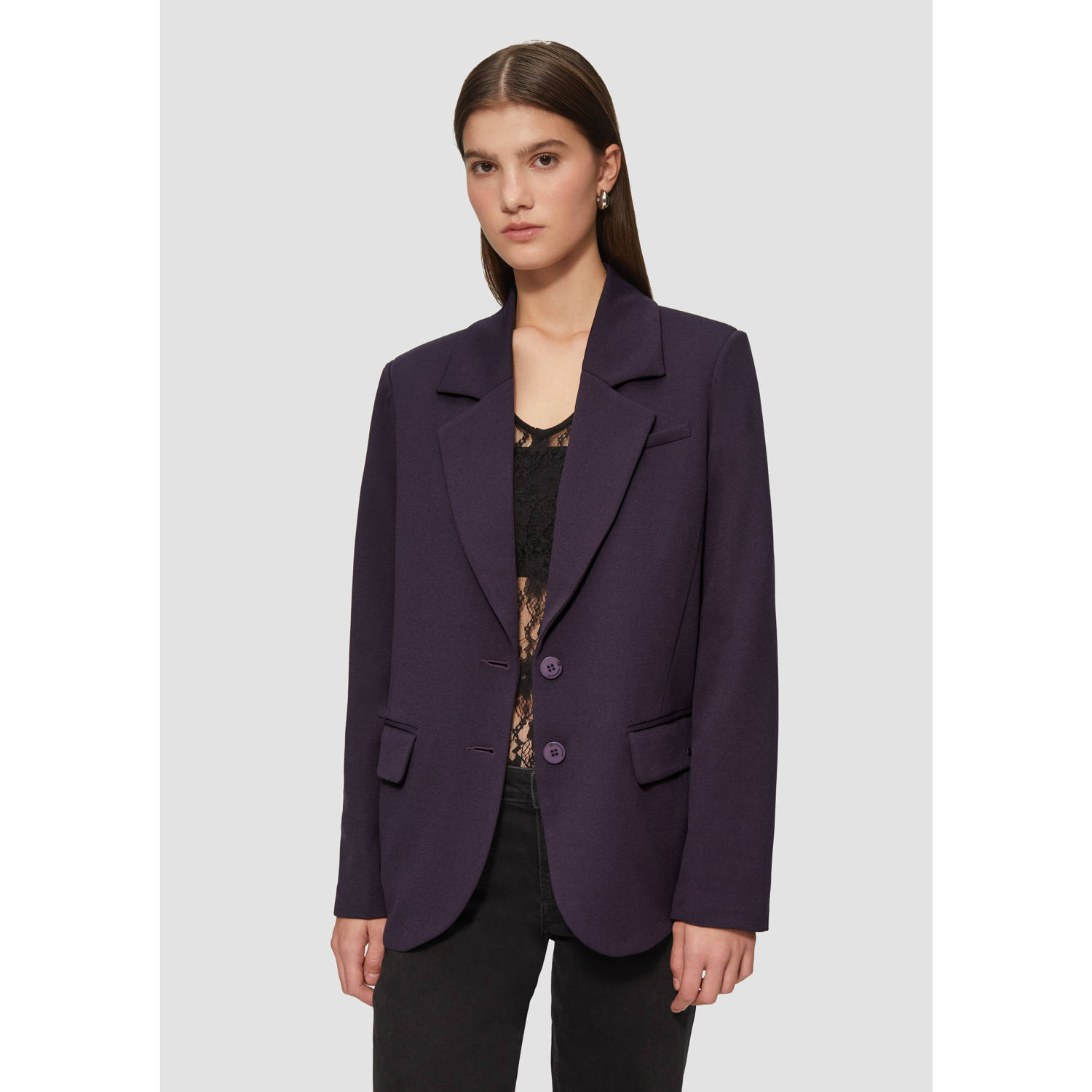 Q S by s.Oliver oversized blazer donkerpaars
