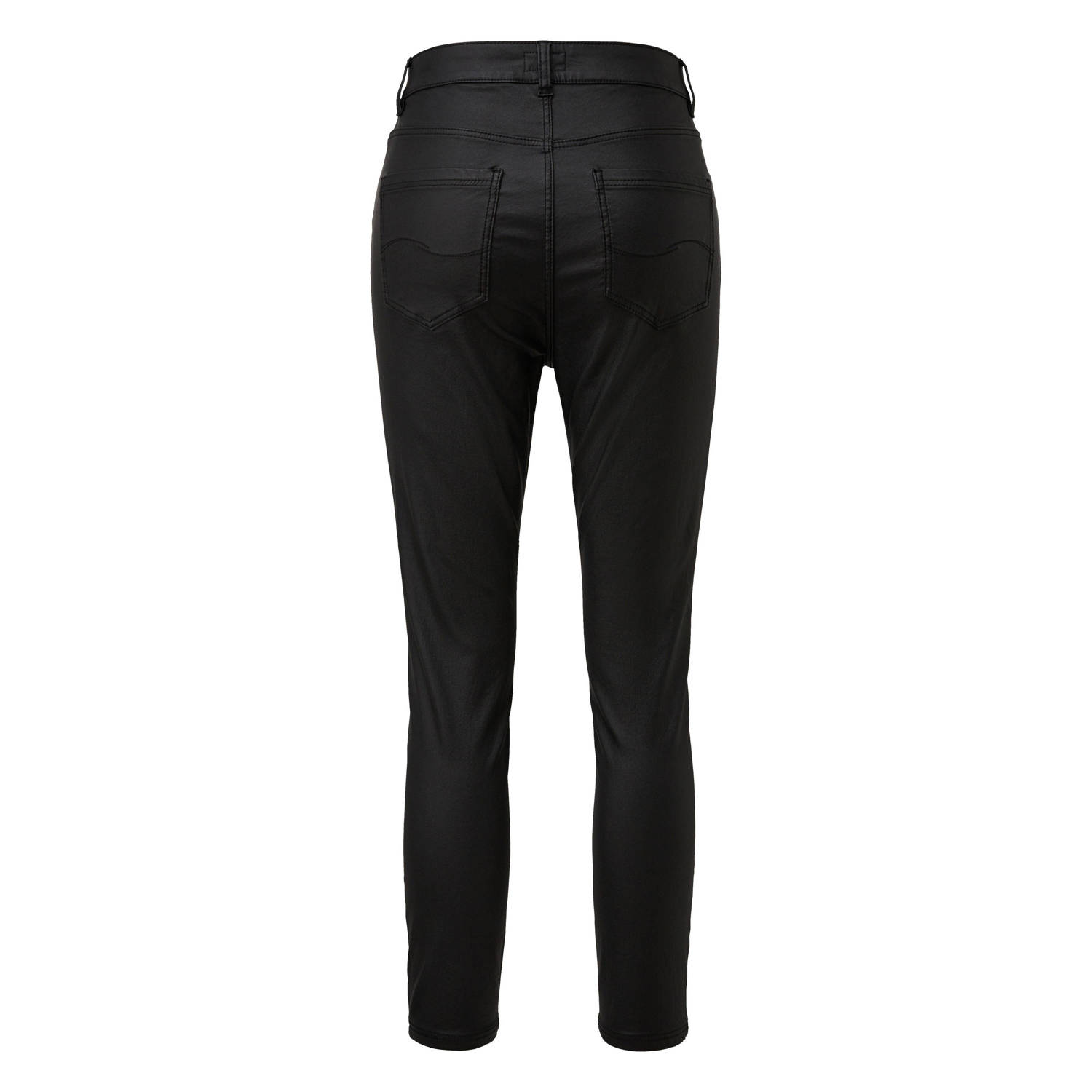 Q S by s.Oliver skinny regular waist coated broek zwart
