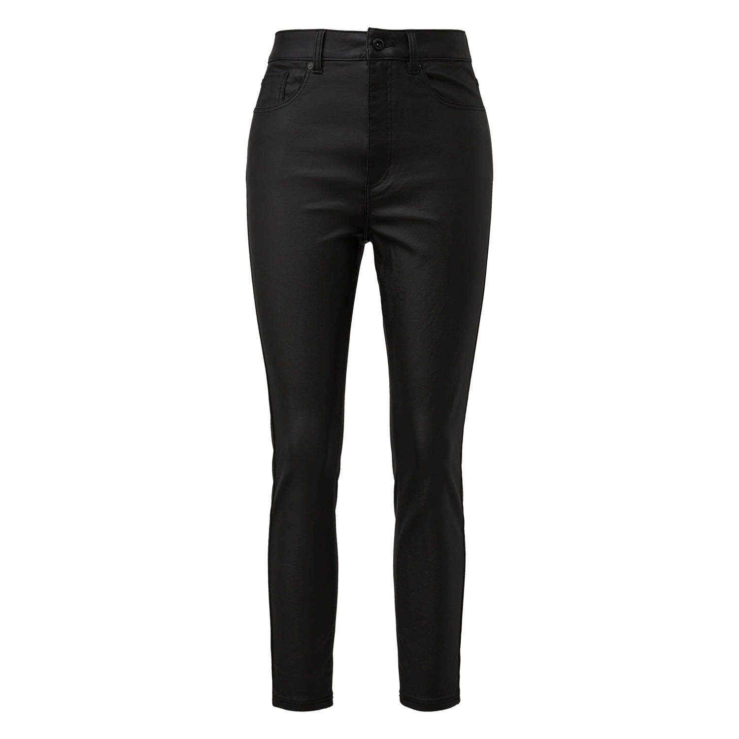 Q S by s.Oliver skinny regular waist coated broek zwart