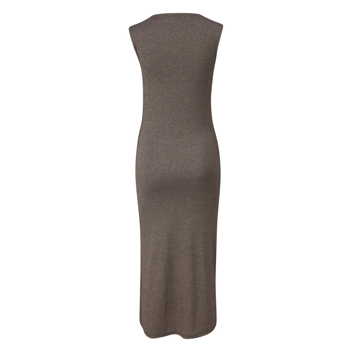 Q S by s.Oliver midi jurk gebreid taupe met lurex