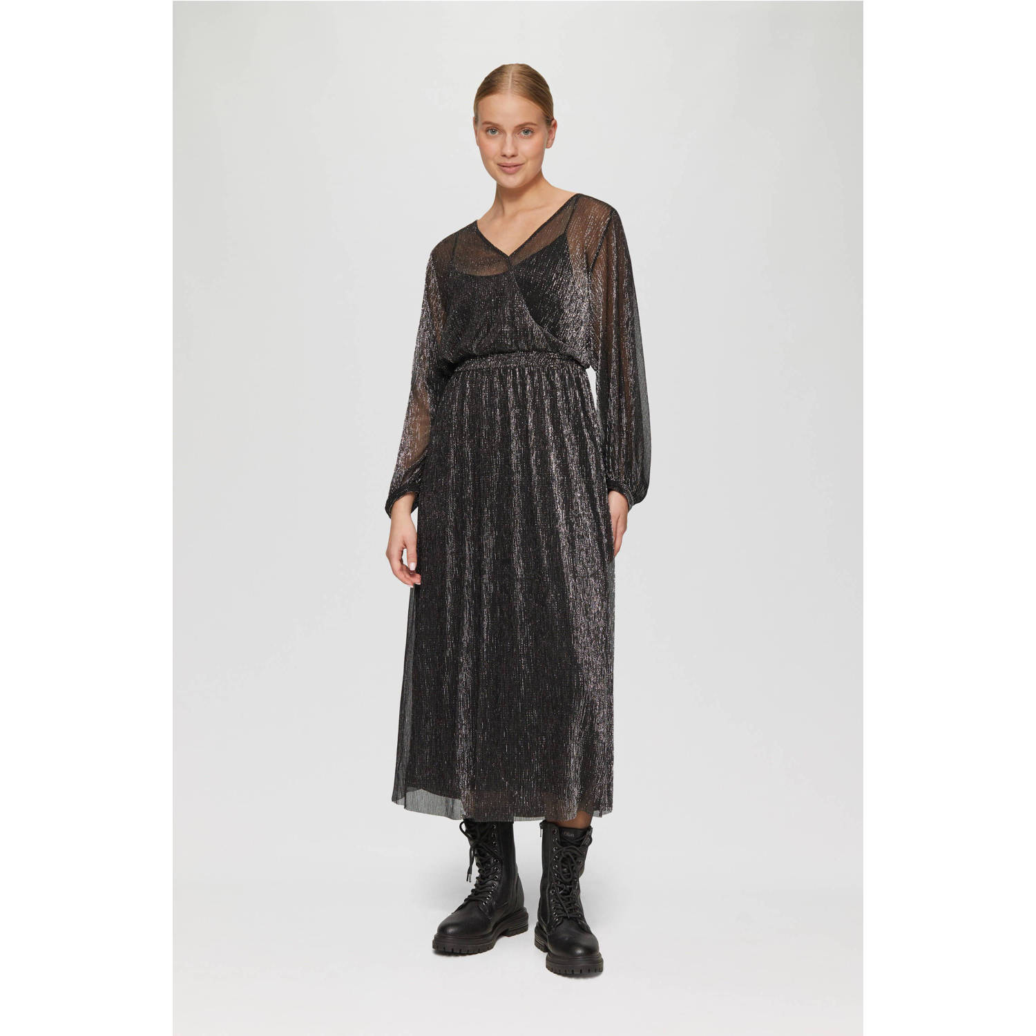 S.Oliver midi jurk lurex zwart