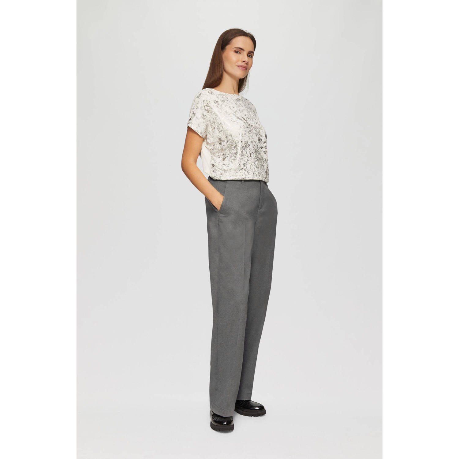 s.Oliver wide leg pantalon grijs