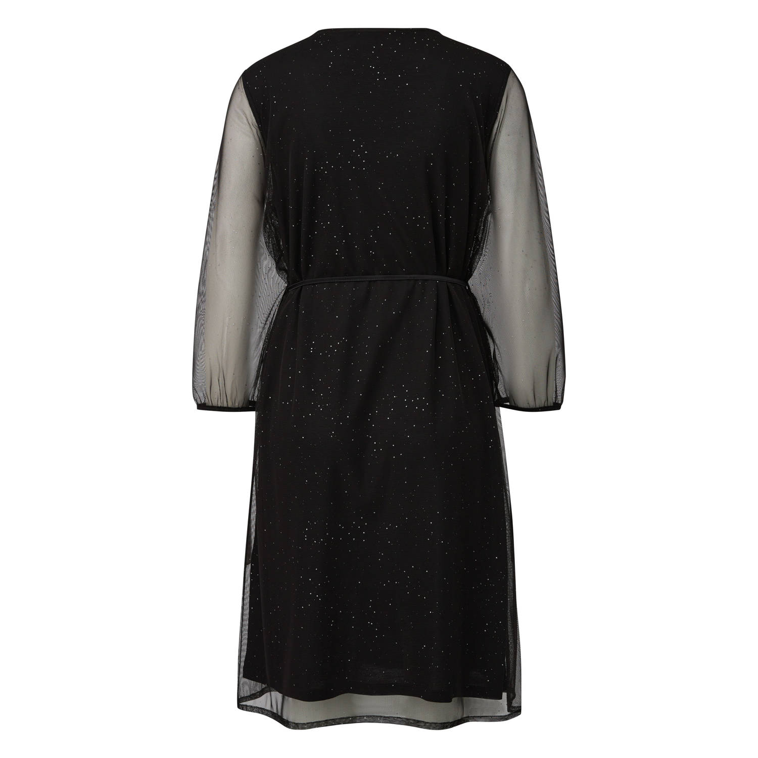 comma mesh jurk zwart met glitter
