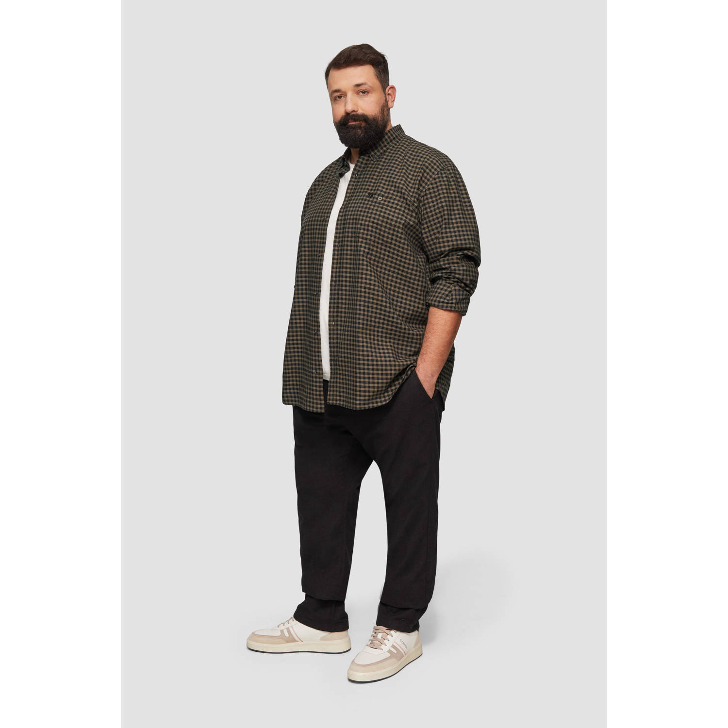 S.Oliver Big Size casual overhemd bruin