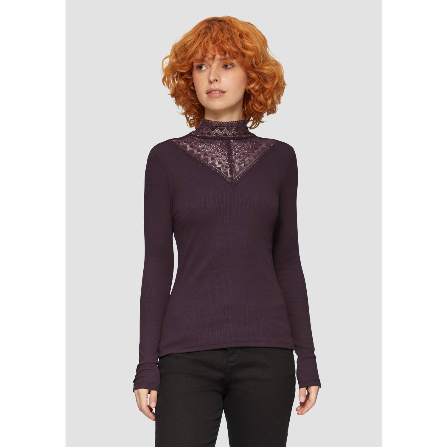Q S designed by Shirt met lange mouwen met inzet bovenaan