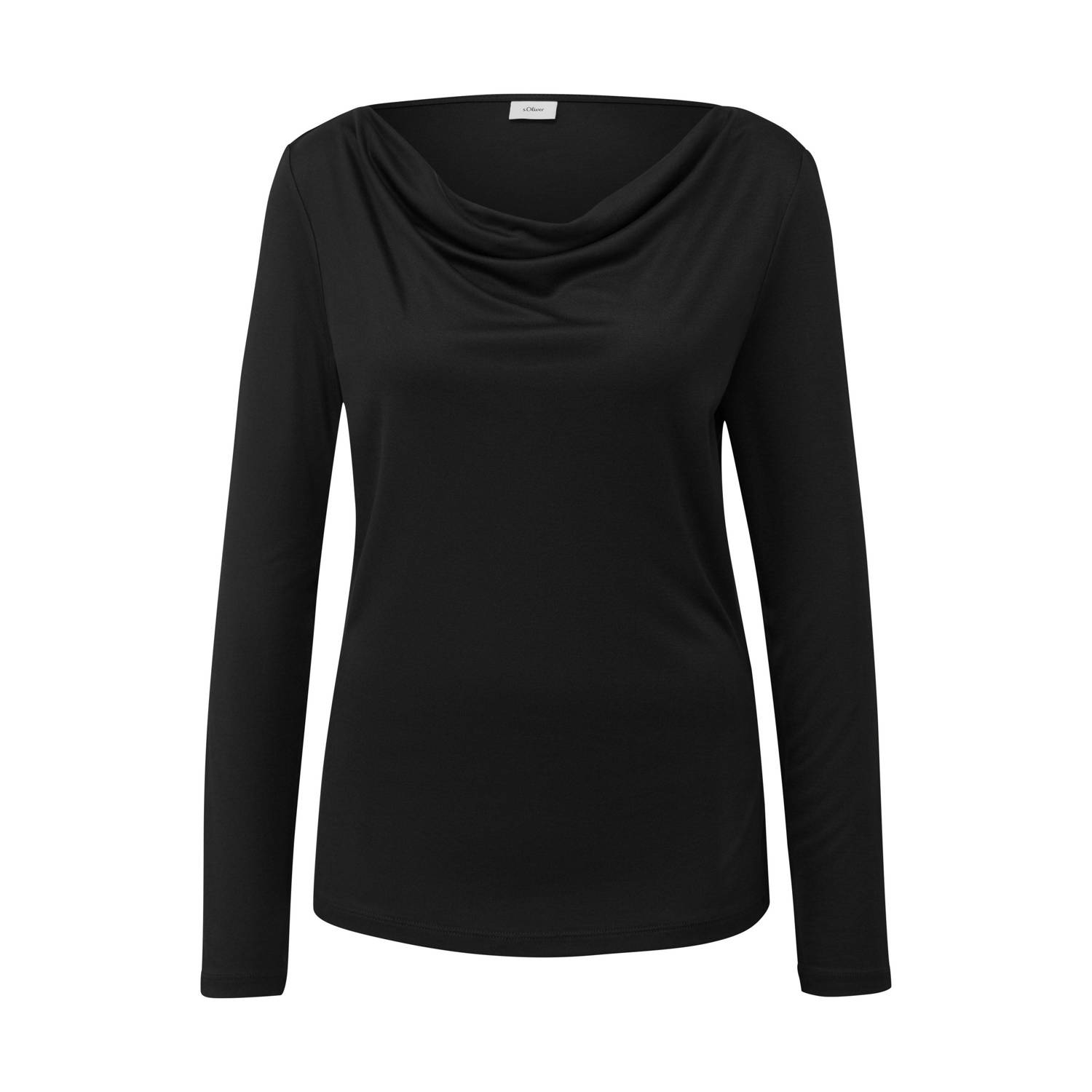 S.Oliver BLACK LABEL Regular fit shirt met lange mouwen van pure viscose met cascadehals