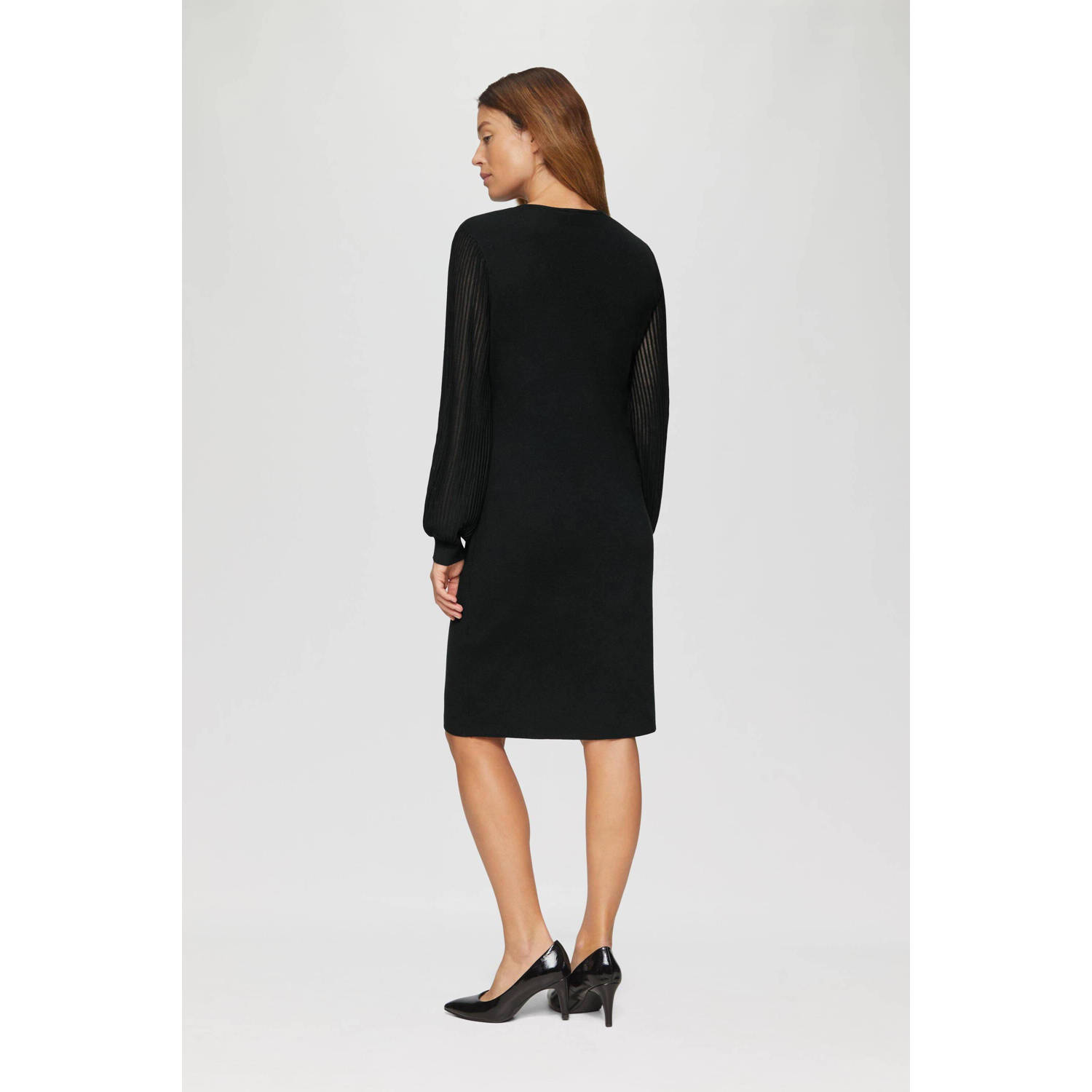 s.Oliver BLACK LABEL jurk met semi-transparante mouw zwart