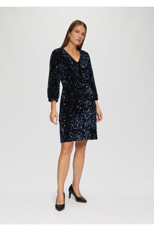 korte jurk pailletten donkerblauw