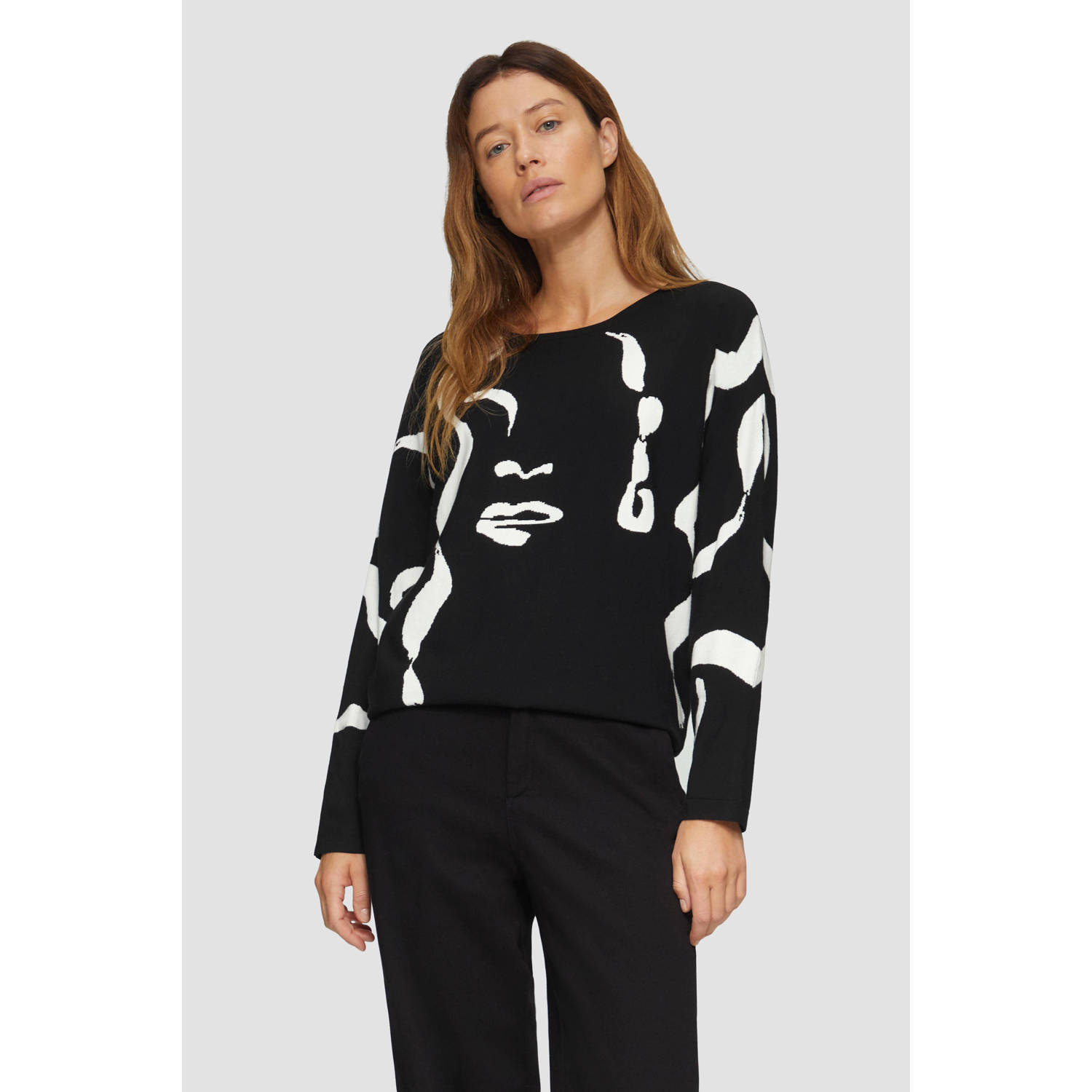 S.Oliver BLACK LABEL Relaxed fit pullover van jacquard met vleermuismouwen