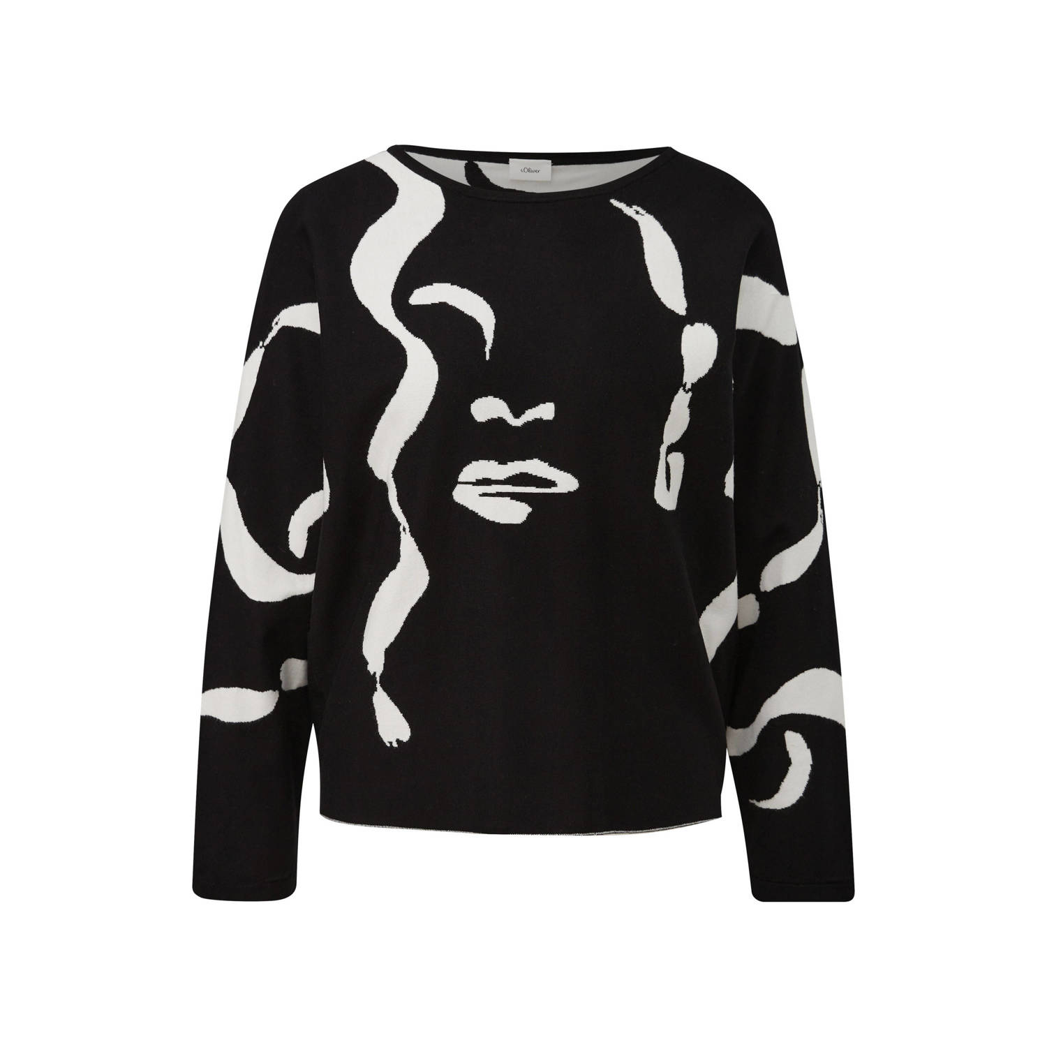 S.Oliver BLACK LABEL Relaxed fit pullover van jacquard met vleermuismouwen